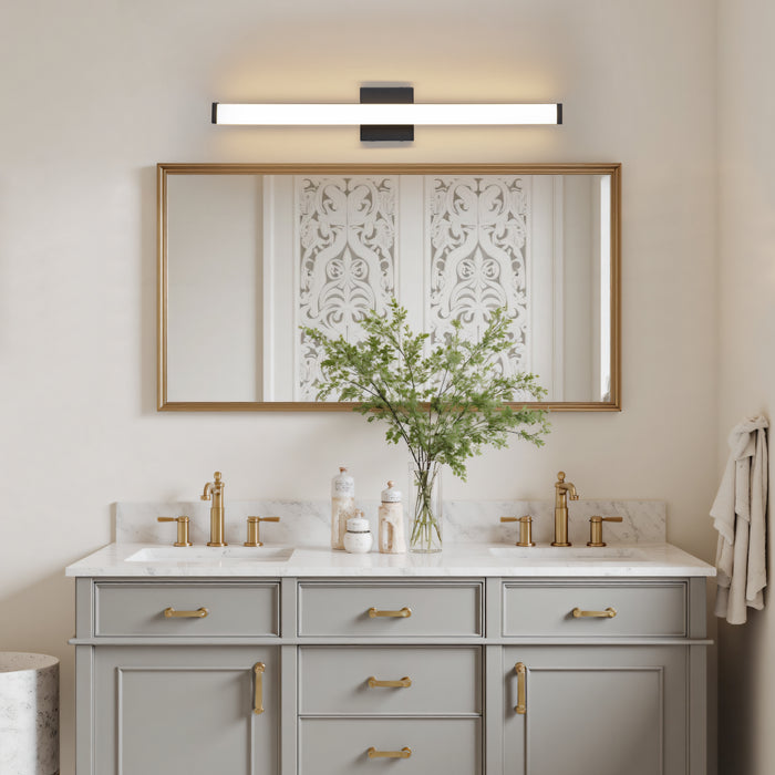 36” Matte Black LED Vanity Bar Light Indoor Wall Sconce with Acrylic Shade
