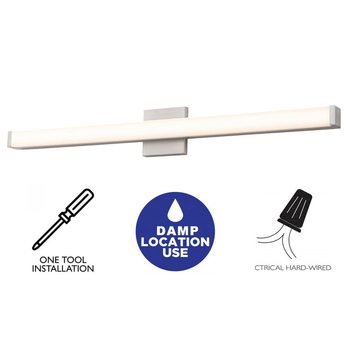 36” Brushed Nickel LED Vanity Bar Light Indoor Wall Sconce with Acrylic Shade