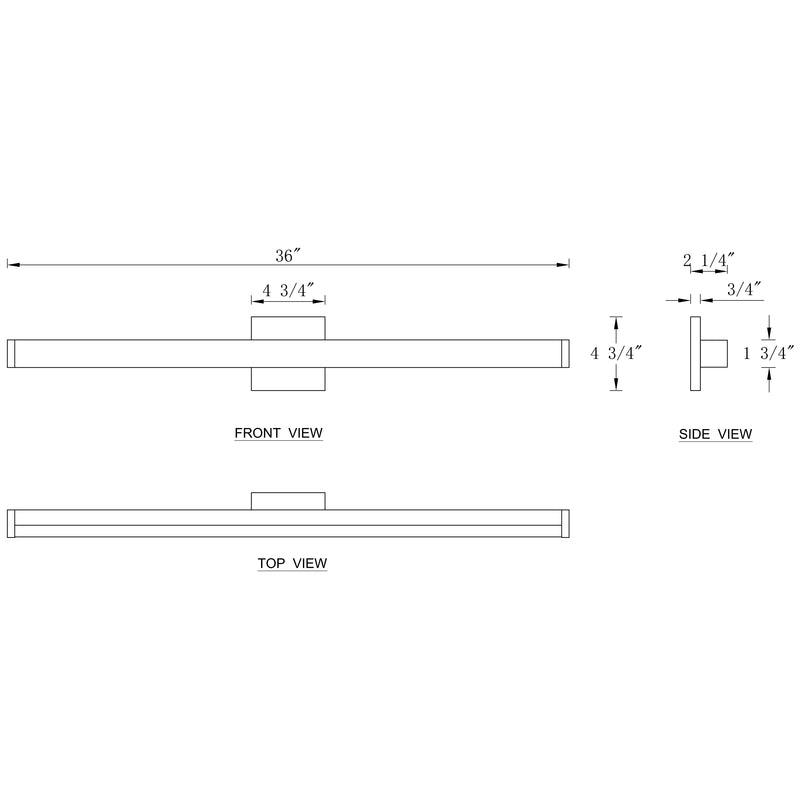 36” Brushed Nickel LED Vanity Bar Light Indoor Wall Sconce with Acrylic Shade