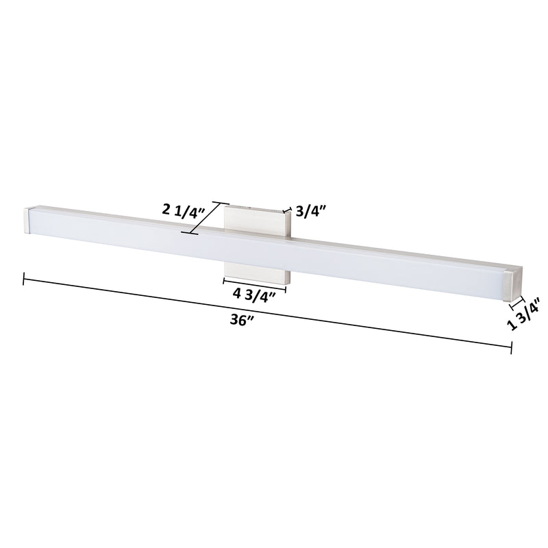 36” Brushed Nickel LED Vanity Bar Light Indoor Wall Sconce with Acrylic Shade