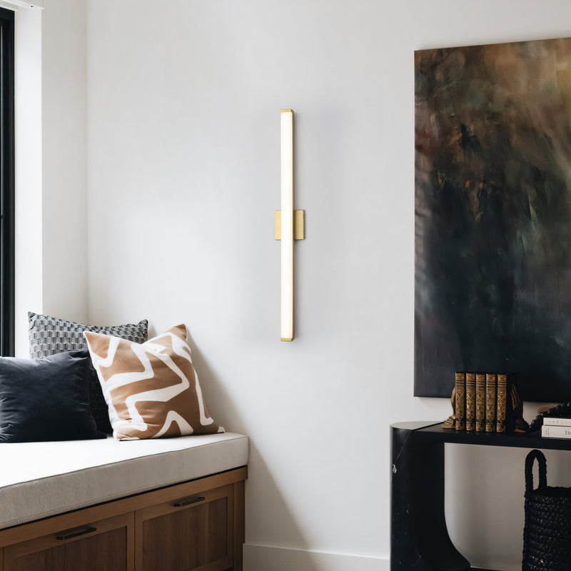 29.75” Brushed Gold LED Vanity Bar Light Indoor Wall Sconce with Acrylic Shade
