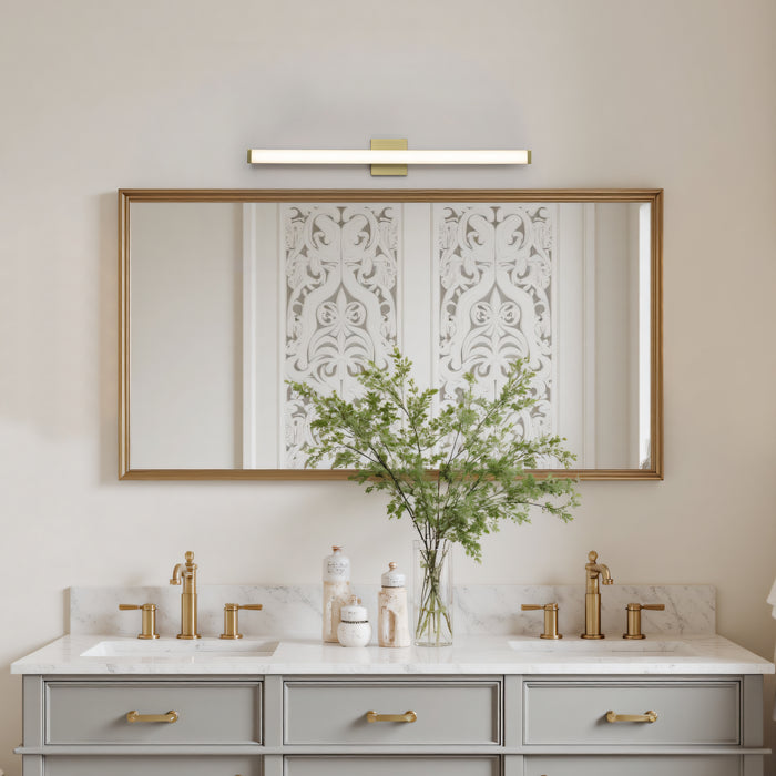 29.75” Brushed Gold LED Vanity Bar Light Indoor Wall Sconce with Acrylic Shade