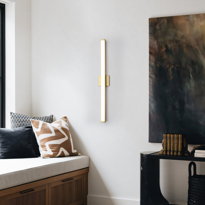 29.75” Brushed Gold LED Vanity Bar Light Indoor Wall Sconce with Acrylic Shade