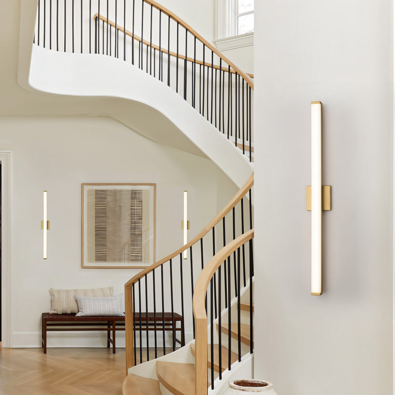 29.75” Brushed Gold LED Vanity Bar Light Indoor Wall Sconce with Acrylic Shade