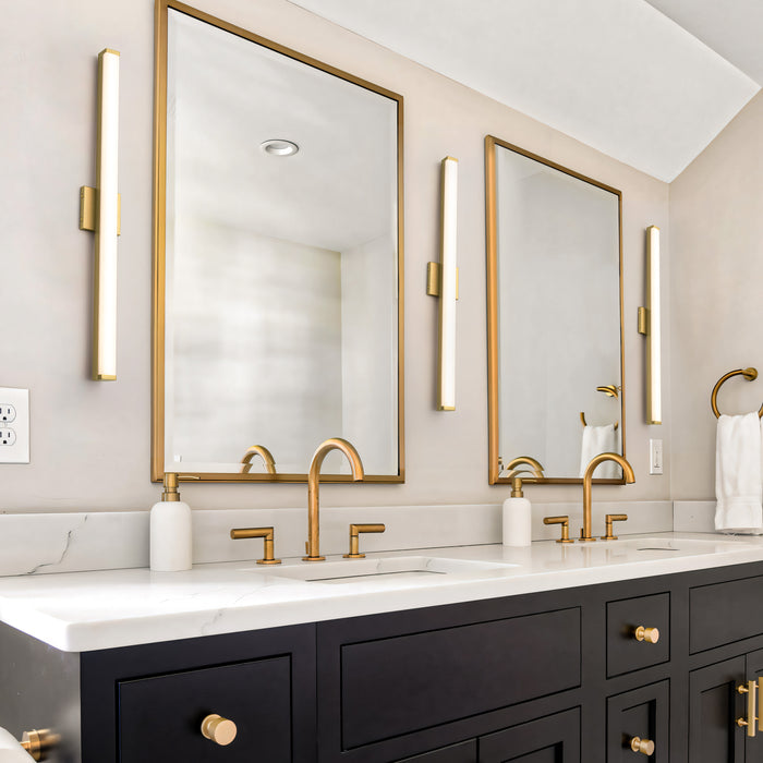 29.75” Brushed Gold LED Vanity Bar Light Indoor Wall Sconce with Acrylic Shade