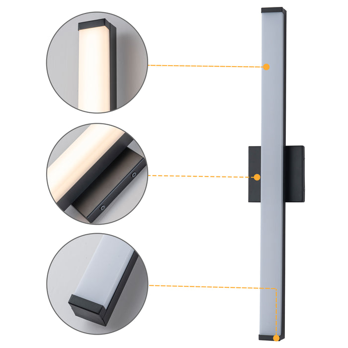 29.75” Matte Black LED Vanity Bar Light Indoor Wall Sconce with Acrylic Shade