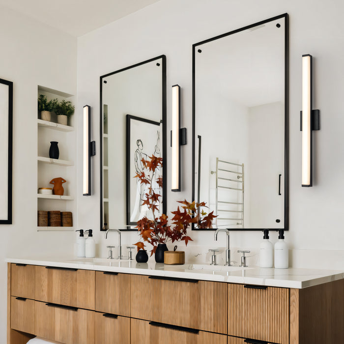 29.75” Matte Black LED Vanity Bar Light Indoor Wall Sconce with Acrylic Shade