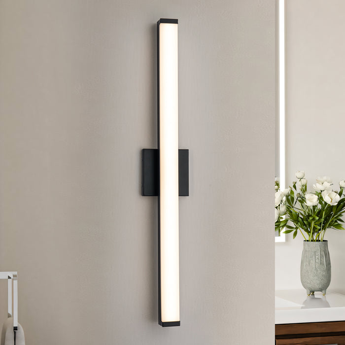 29.75” Matte Black LED Vanity Bar Light Indoor Wall Sconce with Acrylic Shade