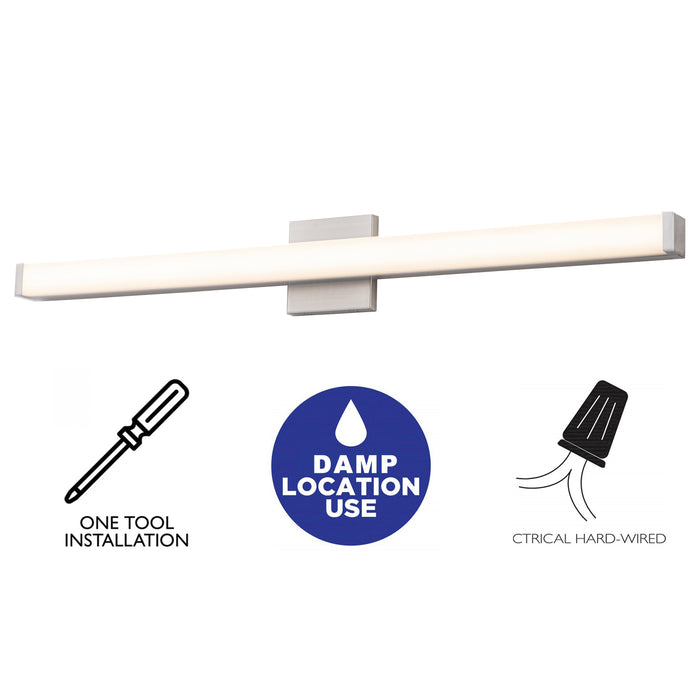 29.75” Brushed Nickel LED Vanity Bar Light Indoor Wall Sconce with Acrylic Shade