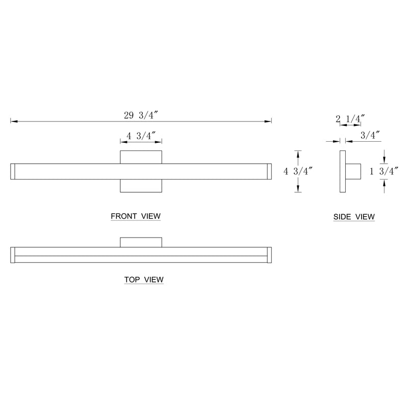 29.75” Brushed Nickel LED Vanity Bar Light Indoor Wall Sconce with Acrylic Shade