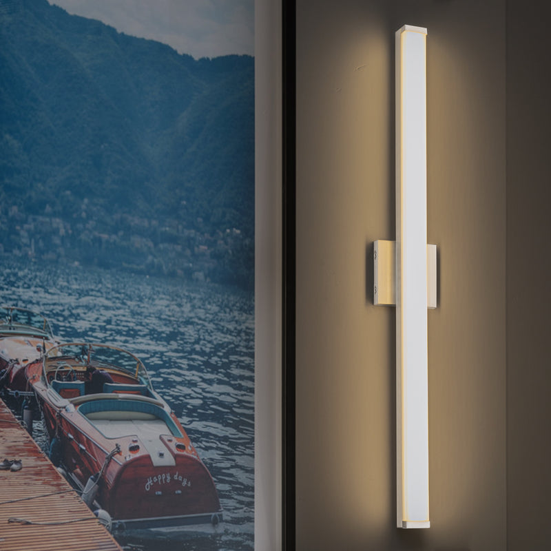 29.75” Brushed Nickel LED Vanity Bar Light Indoor Wall Sconce with Acrylic Shade