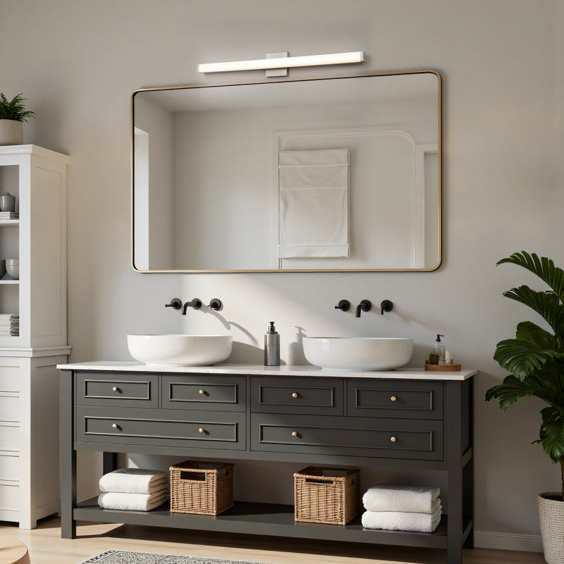 29.75” Brushed Nickel LED Vanity Bar Light Indoor Wall Sconce with Acrylic Shade