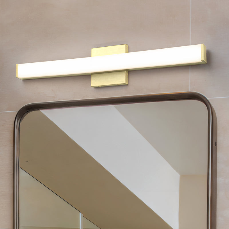 24” Brushed Gold LED Vanity Bar Light Indoor Wall Sconce with Acrylic Shade