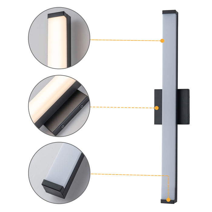 24” Matte Black LED Vanity Bar Light Indoor Wall Sconce with Acrylic Shade