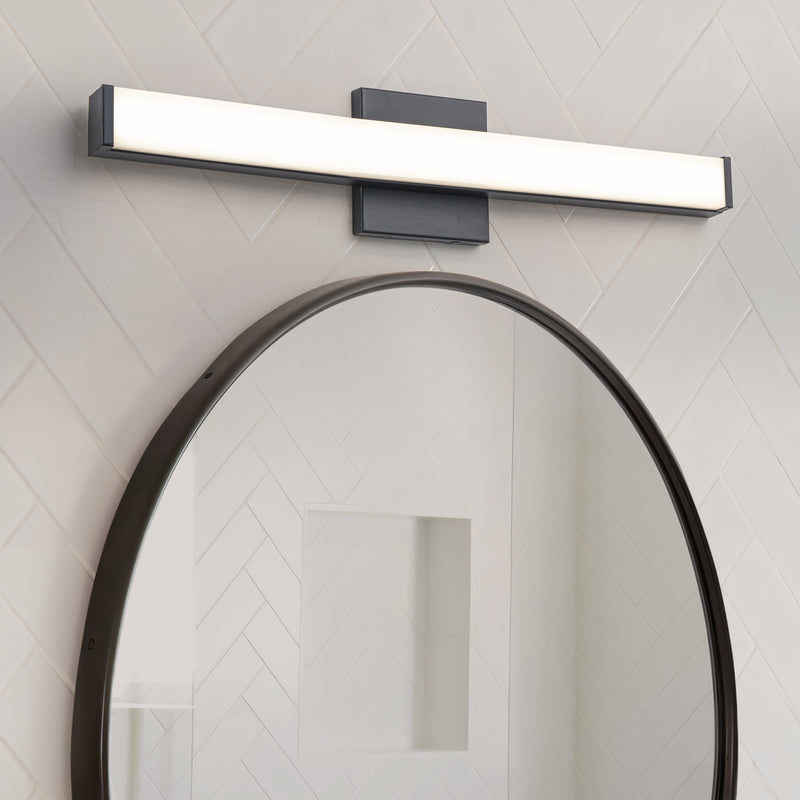 24” Matte Black LED Vanity Bar Light Indoor Wall Sconce with Acrylic Shade