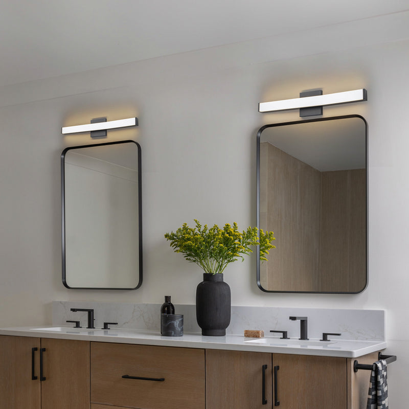 24” Matte Black LED Vanity Bar Light Indoor Wall Sconce with Acrylic Shade
