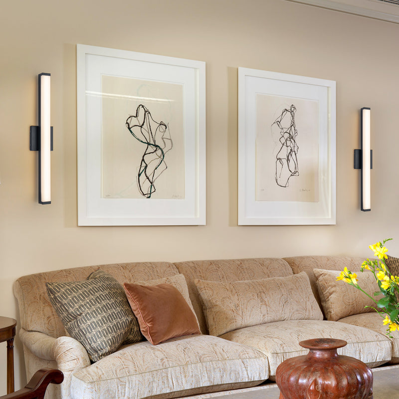 24” Matte Black LED Vanity Bar Light Indoor Wall Sconce with Acrylic Shade