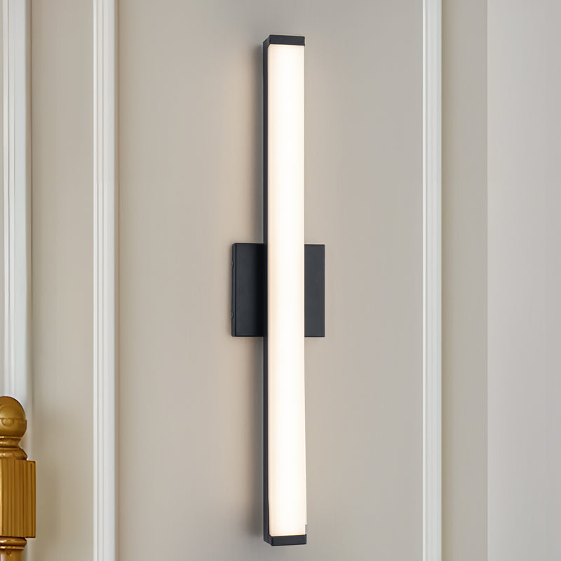24” Matte Black LED Vanity Bar Light Indoor Wall Sconce with Acrylic Shade