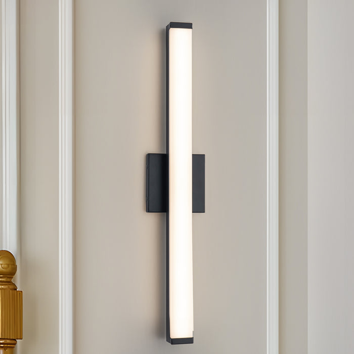 24” Matte Black LED Vanity Bar Light Indoor Wall Sconce with Acrylic Shade