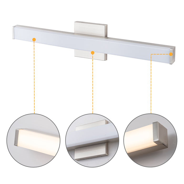 24” Brushed Nickel LED Vanity Bar Light Indoor Wall Sconce with Acrylic Shade