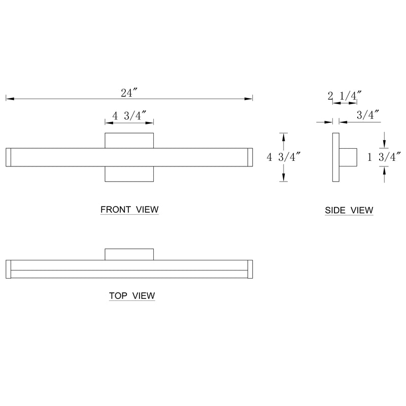24” Brushed Nickel LED Vanity Bar Light Indoor Wall Sconce with Acrylic Shade