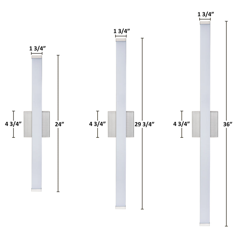 24” Brushed Nickel LED Vanity Bar Light Indoor Wall Sconce with Acrylic Shade