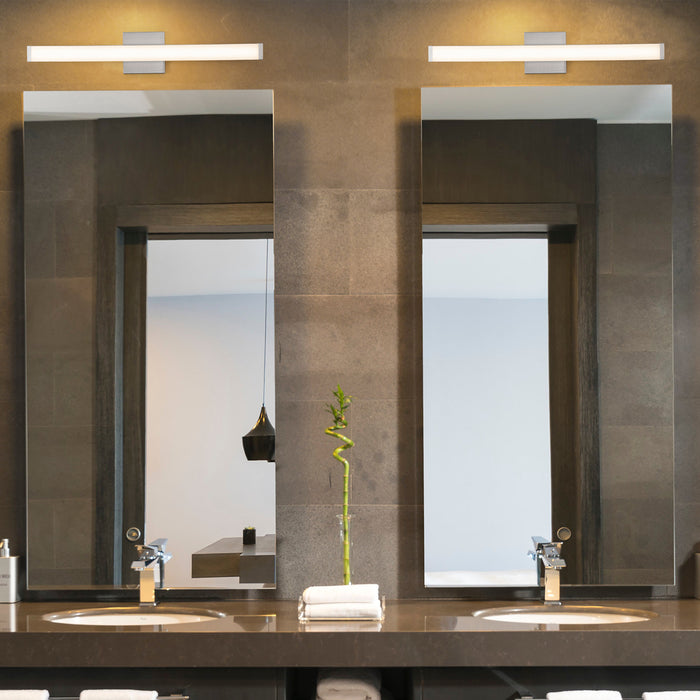 24” Brushed Nickel LED Vanity Bar Light Indoor Wall Sconce with Acrylic Shade