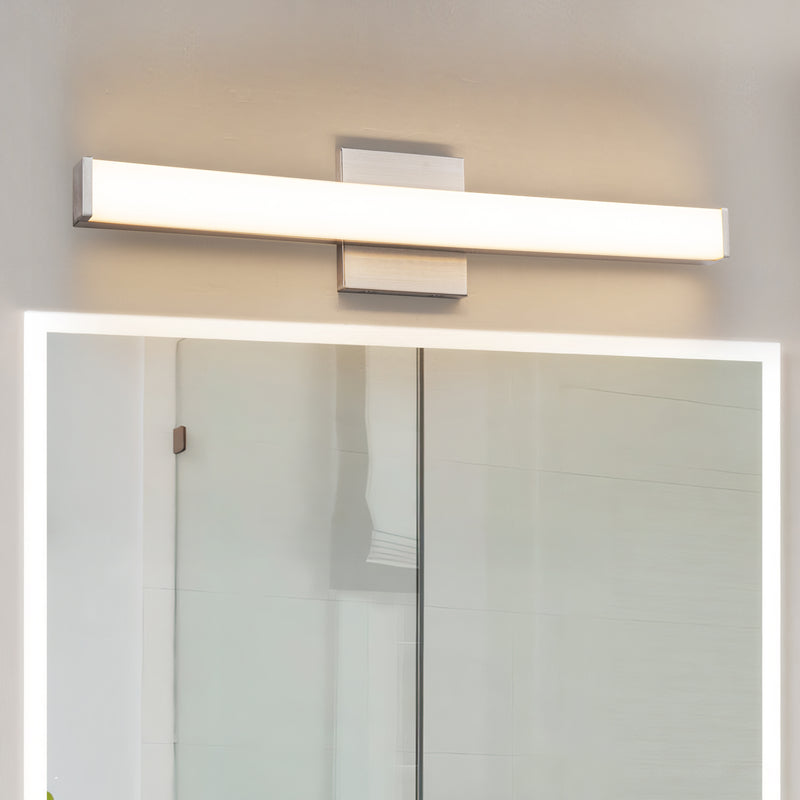 24” Brushed Nickel LED Vanity Bar Light Indoor Wall Sconce with Acrylic Shade