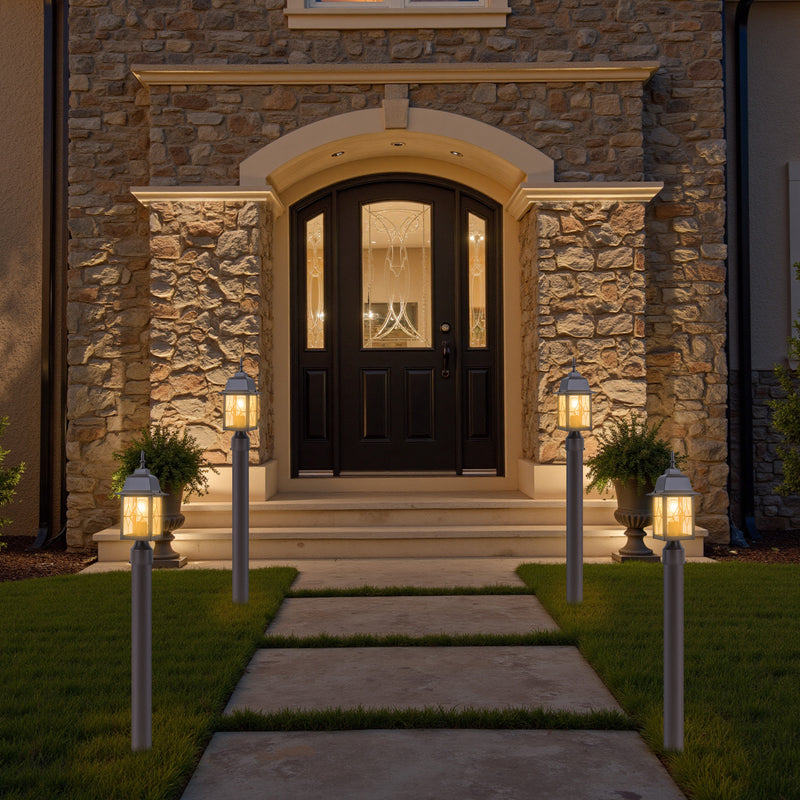 16in Oil-Rubbed Bronze Outdoor Post Light with Seeded Glass for Walkway, Backyard or Garden
