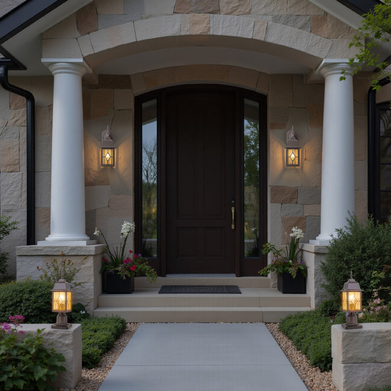 16in Oil-Rubbed Bronze Outdoor Post Light with Seeded Glass for Walkway, Backyard or Garden