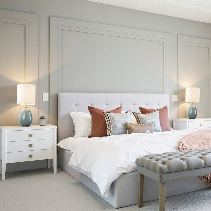 C Cattleya 19in. Celadon Green Crackle Glaze Ceramic Table Lamp with Yellow Linen Shade and Brass Finish Lamp Neck