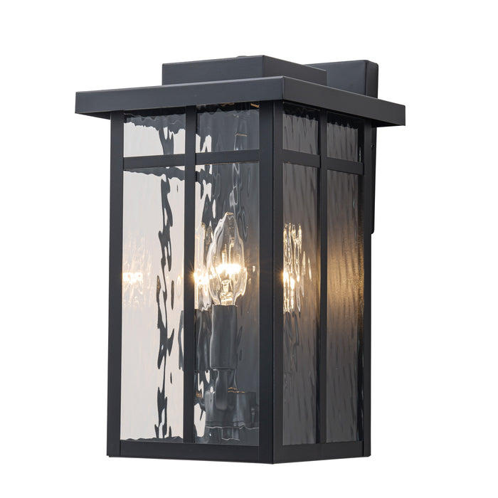 13.5 in. Matte Black Outdoor Hardwired Wall Lantern Sconces with Water Glass, No Bulbs Included (1-Pack)