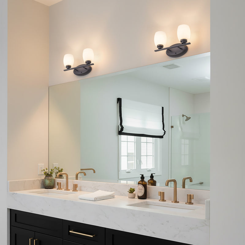 2-Light Oil-rubbed Bronze Vanity Light with White Opal Glass (1-Pack)