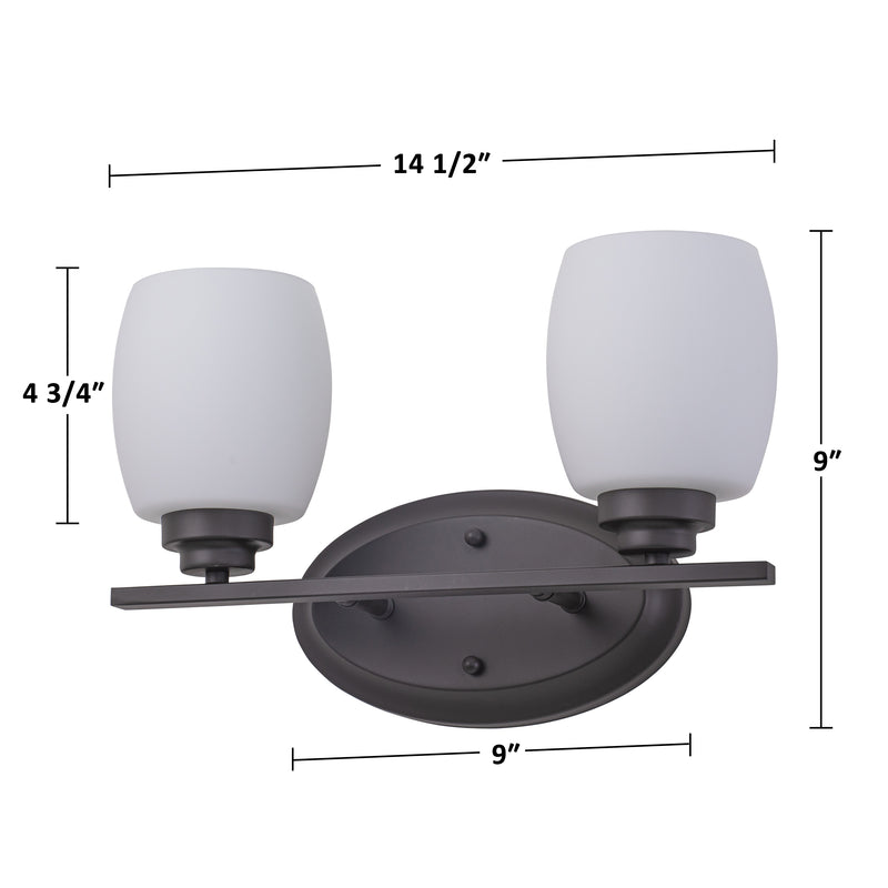 2-Light Oil-rubbed Bronze Vanity Light with White Opal Glass (1-Pack)