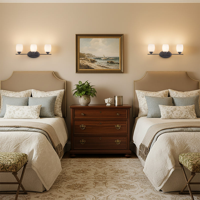 3-Light Oil-rubbed Bronze Vanity Light with White Opal Glass Shade