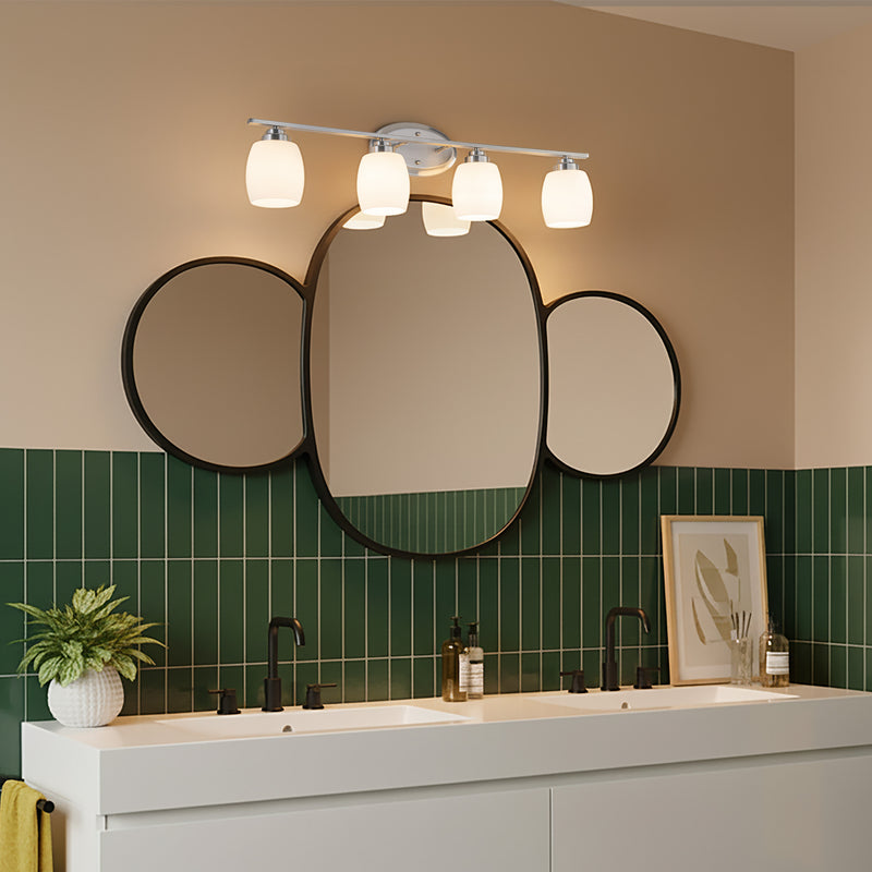 4-Light Satin Nickel Vanity Light with White Opal Glass (1-Pack)