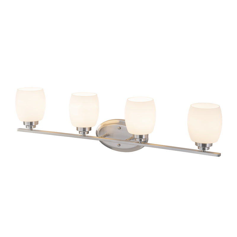 4-Light Satin Nickel Vanity Light with White Opal Glass (1-Pack)