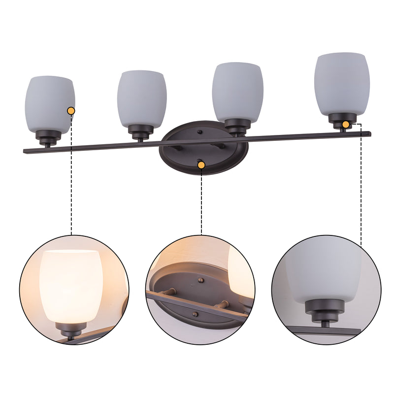 4-Light Oil-Rubbed Bronze Vanity Light with White Opal Glass (1-Pack)