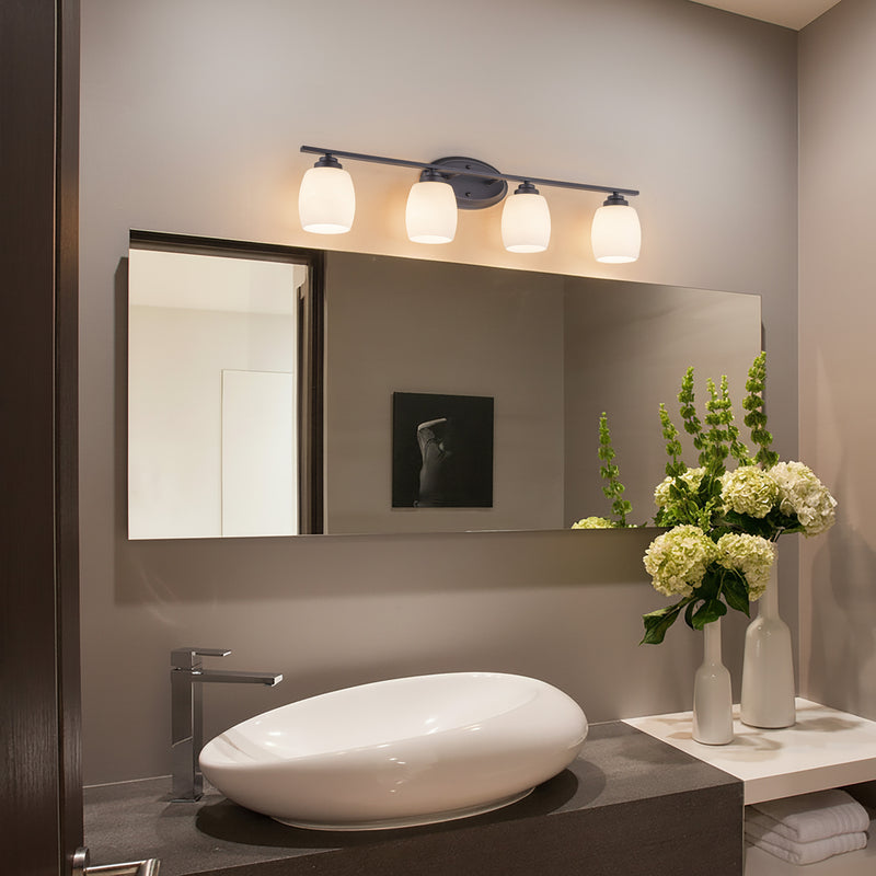 4-Light Oil-Rubbed Bronze Vanity Light with White Opal Glass (1-Pack)