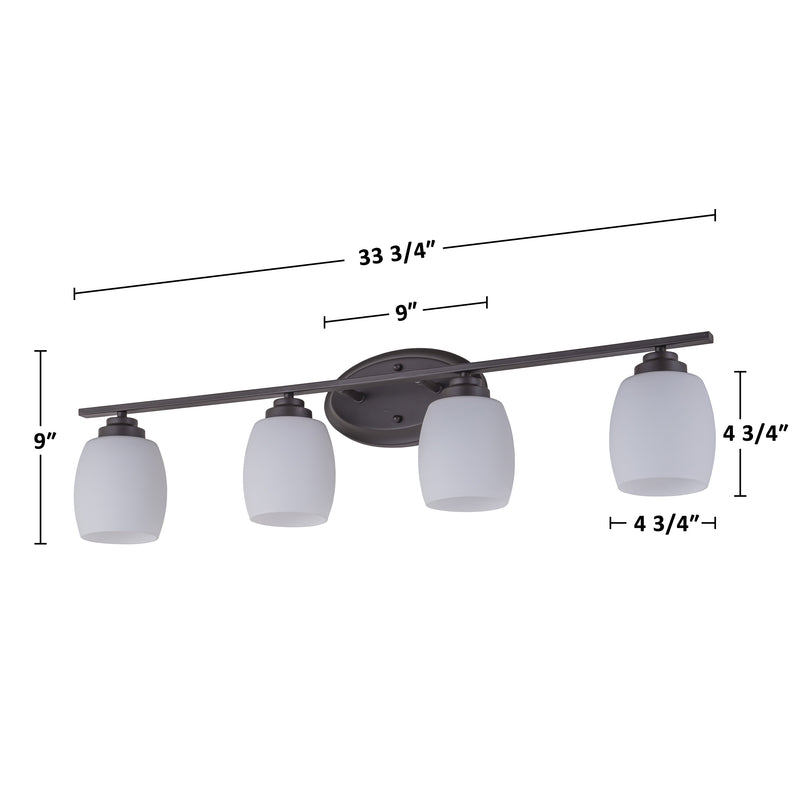 4-Light Oil-Rubbed Bronze Vanity Light with White Opal Glass (1-Pack)