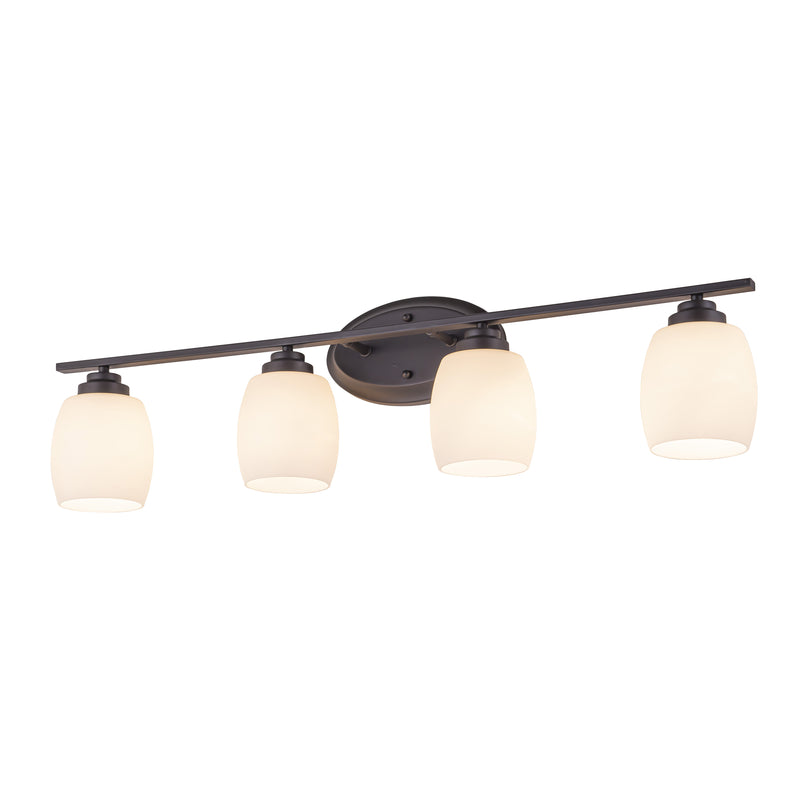 4-Light Oil-Rubbed Bronze Vanity Light with White Opal Glass (1-Pack)