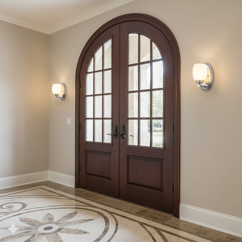 1-Light Satin Nickel Wall Sconce with White Opal Glass (1-Pack)