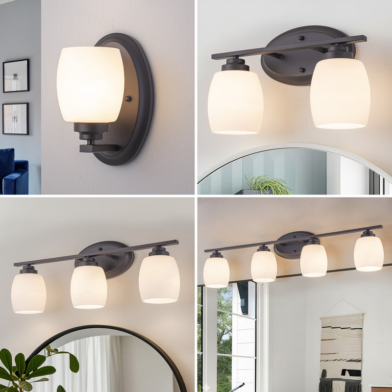 4-Light Oil-Rubbed Bronze Vanity Light with White Opal Glass (1-Pack)