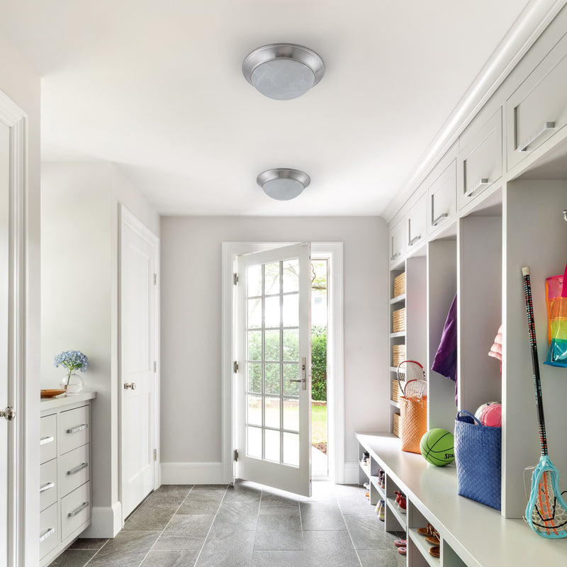 11.5 in. Modern Satin Nickel Selectable 3 CCT Dimmable Integrated LED Flush Mount for Kitchens or Bedrooms