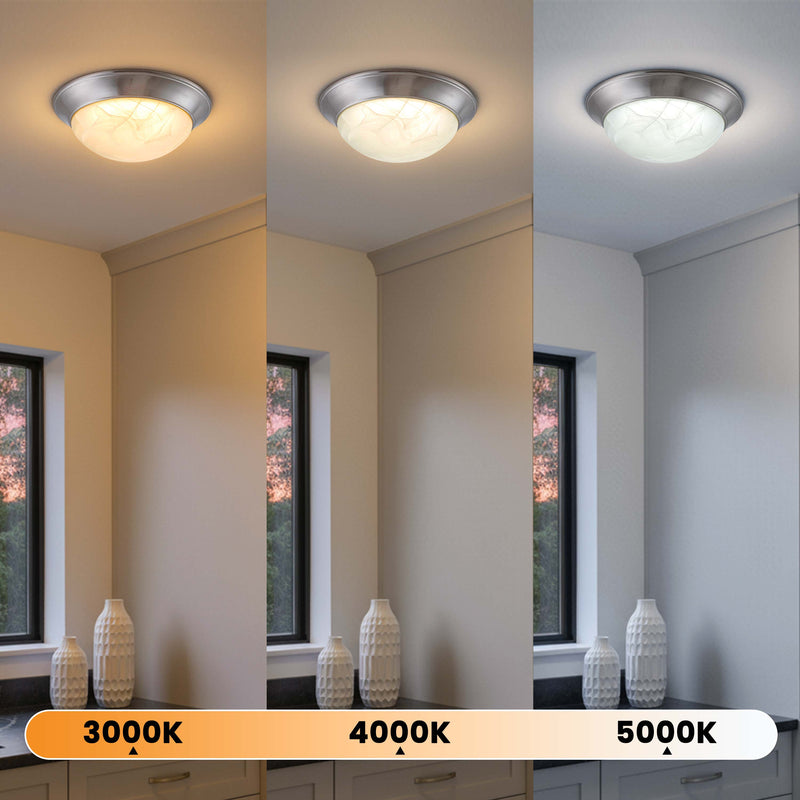 11.5 in. Modern Satin Nickel Selectable 3 CCT Dimmable Integrated LED Flush Mount for Kitchens or Bedrooms