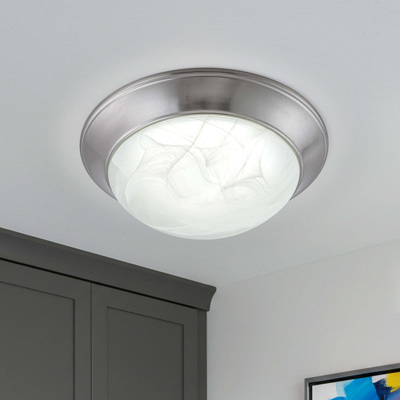 11.5 in. Modern Satin Nickel Selectable 3 CCT Dimmable Integrated LED Flush Mount for Kitchens or Bedrooms