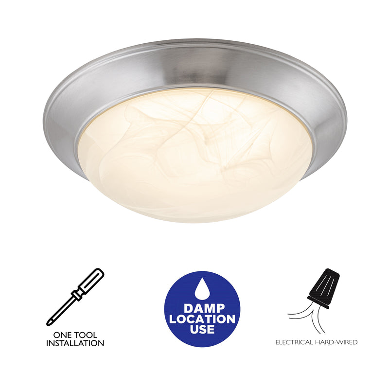 14.25 in. Modern Satin Nickel Selectable 3 CCT Dimmable Integrated LED Flush Mount for Kitchens or Bedrooms