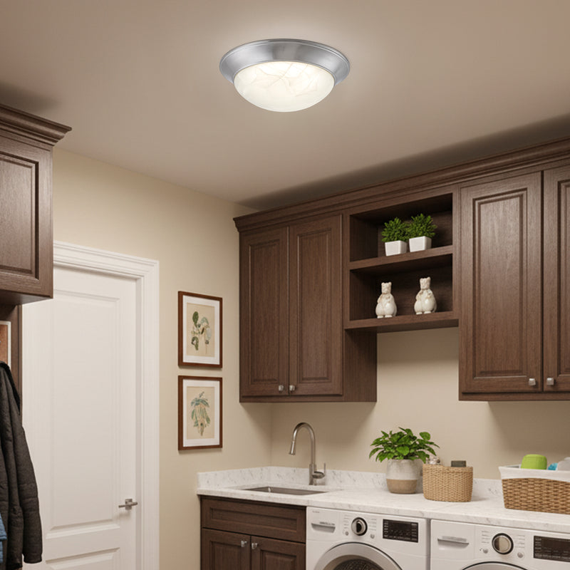 14.25 in. Modern Satin Nickel Selectable 3 CCT Dimmable Integrated LED Flush Mount for Kitchens or Bedrooms