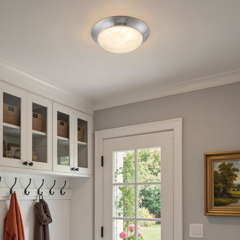 14.25 in. Modern Satin Nickel Selectable 3 CCT Dimmable Integrated LED Flush Mount for Kitchens or Bedrooms