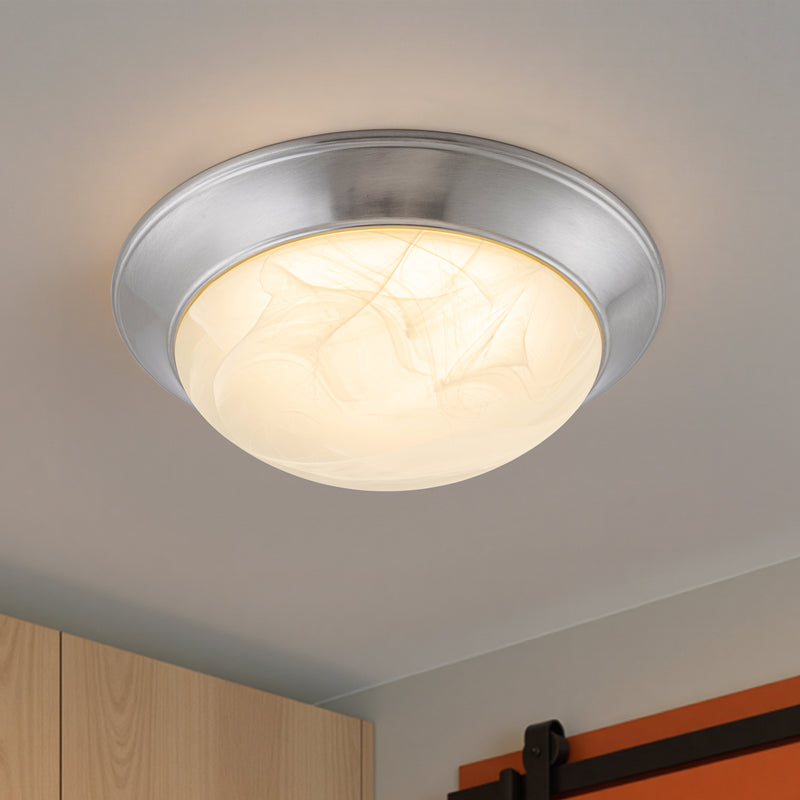 14.25 in. Modern Satin Nickel Selectable 3 CCT Dimmable Integrated LED Flush Mount for Kitchens or Bedrooms